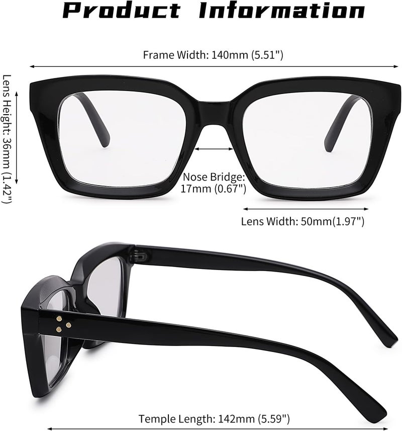 COASION Classic Non-prescription Clear Lens Eyeglasses for Women Thick Square Frame Eyewear - Image 4